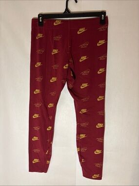 Women’s Nike Maroon Leggings with Yellow Logos